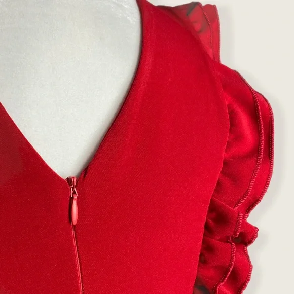 Gaudi' Red Ruffle Mini Dress - Picture 9 of 14